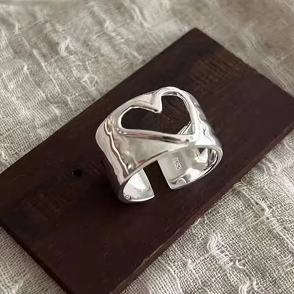 925 Sterling Silver Irregular Ring for Women Geometry Versatile Minimalism