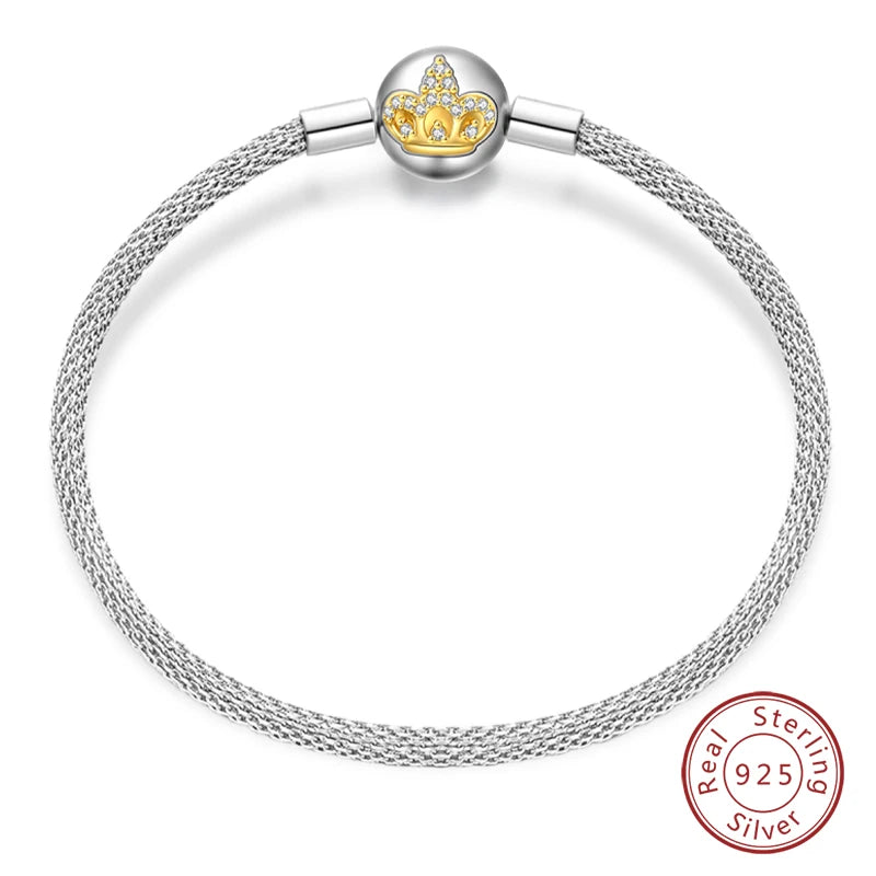 Bracelet Silver 925  17-20CM Star Moon Sun Four Leaf Clover Green Zircon