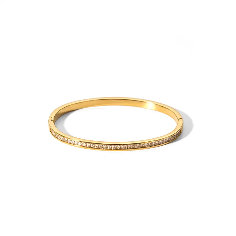 Waterproof Cubic Zirconia Bangles Stainless Steel Bracelets Tarnish Free  Jewelry for Women