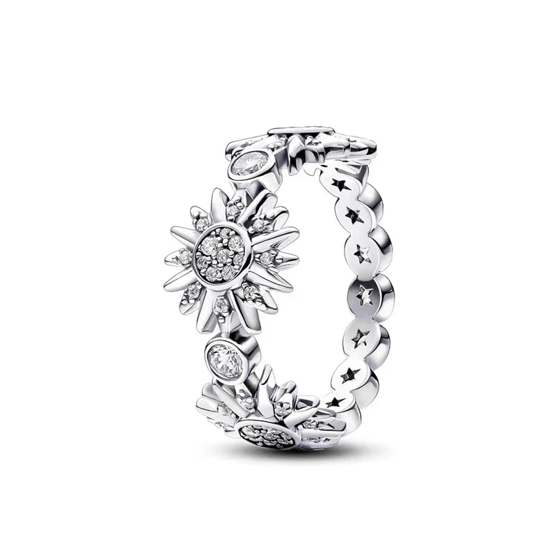 925 Sterling Silver Red Luminous firefly Heart Stone Snowflake Daisy