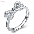 925 Sterling Silver Bowknot Bow Knot Cubic Zirconia Rhinestone Rings