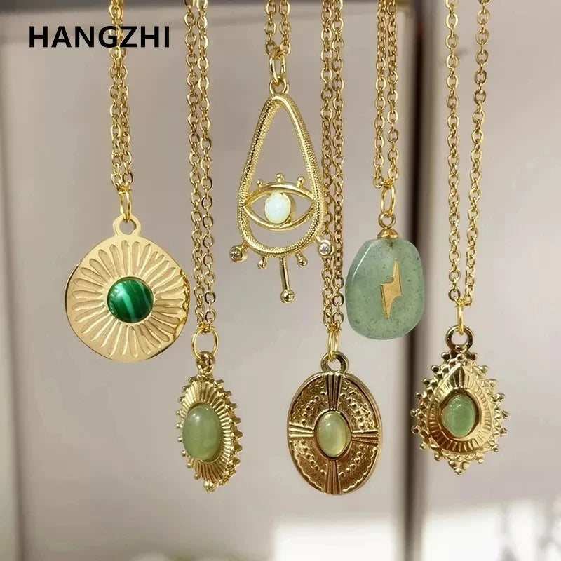 Daisy Natural Stone Hollow Eyes Pendant Water Drop