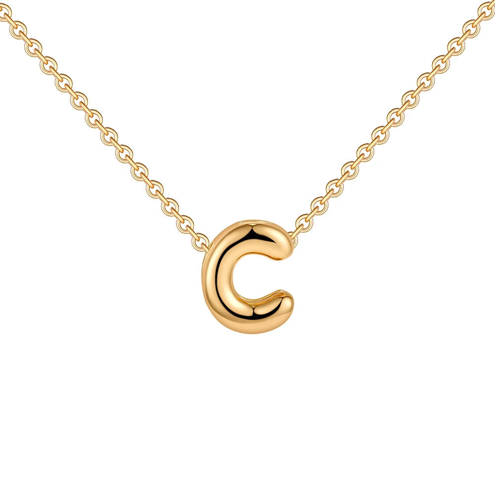 Dainty Mini Bubble Letter Necklace Gold Plated