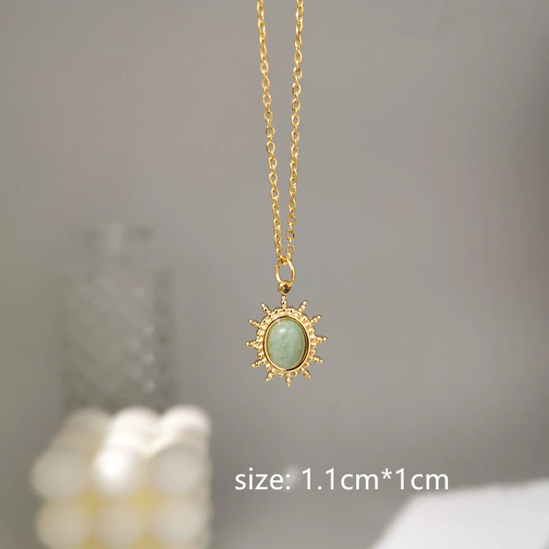 Daisy Natural Stone Hollow Eyes Pendant Water Drop