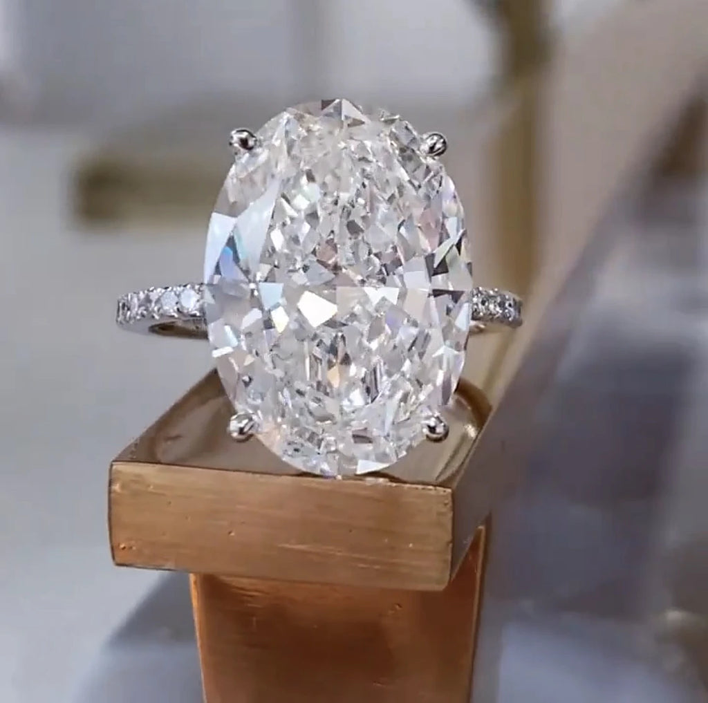 Luxury 925 Sterling SILVER Oval Square Simulated Diamond Rings