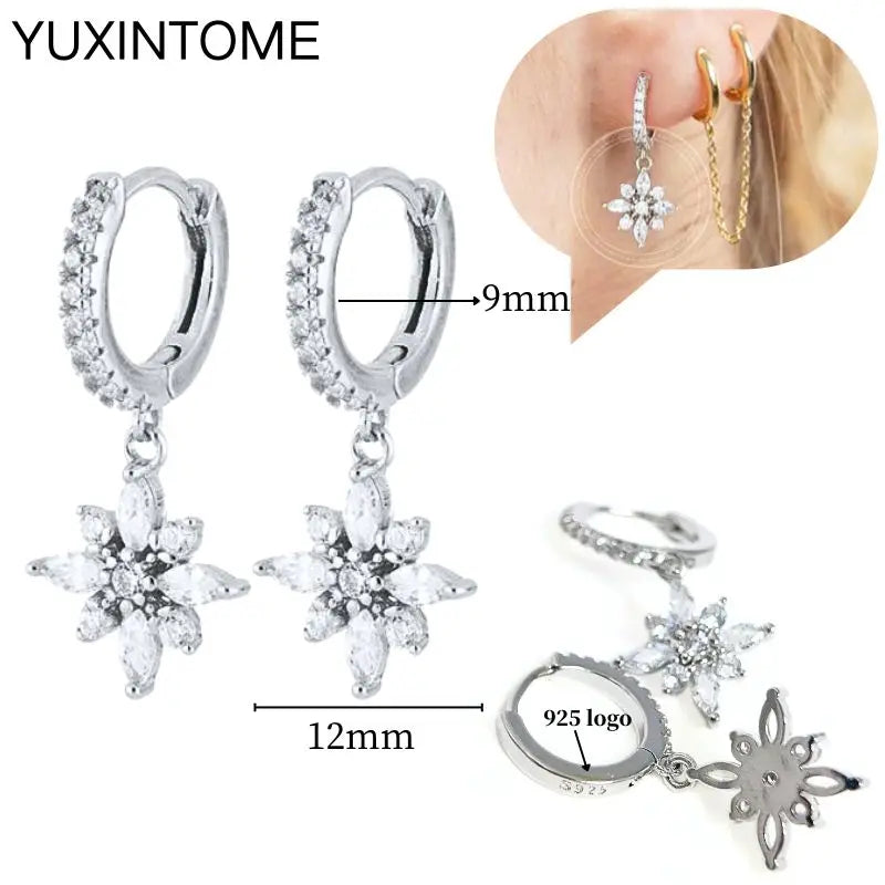 Sterling Silver White Crystal Earrings