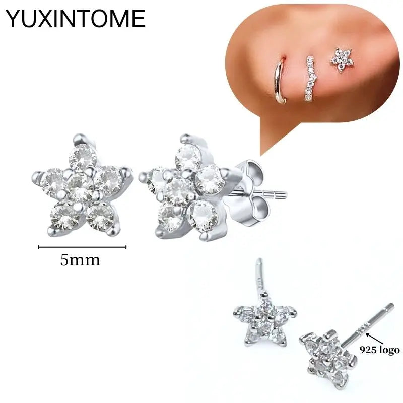 Sterling Silver White Crystal Earrings