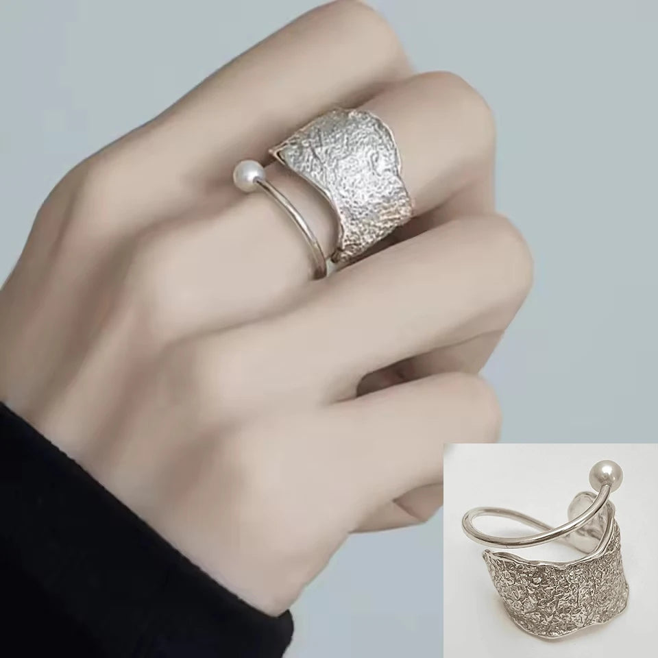 925 Sterling Silver Irregular Ring for Women Geometry Versatile Minimalism