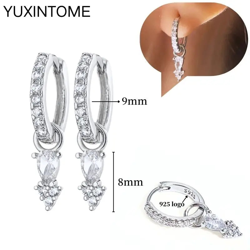 Sterling Silver White Crystal Earrings