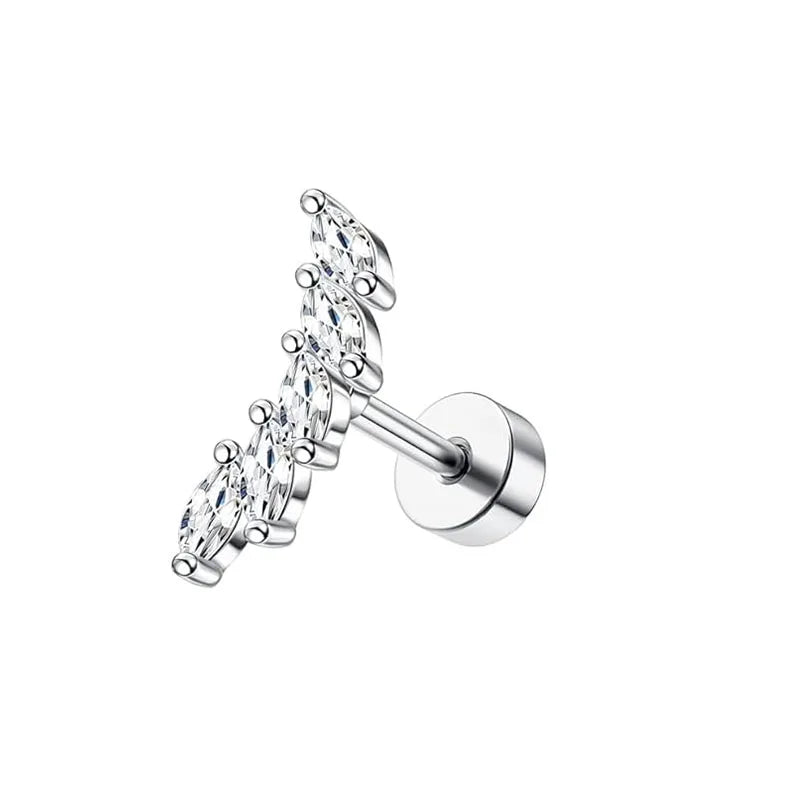 Bobisty 1pc 16G Cartilage Earring Stainless Steel Opal CZ Cartilage Conch Helix