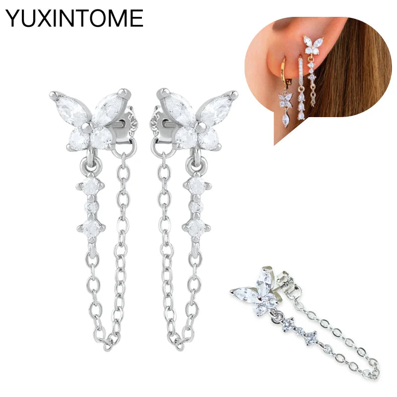 Sterling Silver White Crystal Earrings