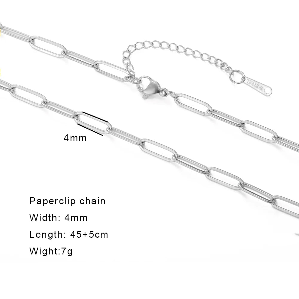 Gold Color Chain Necklace Women Minimalist Cuban Paperclip