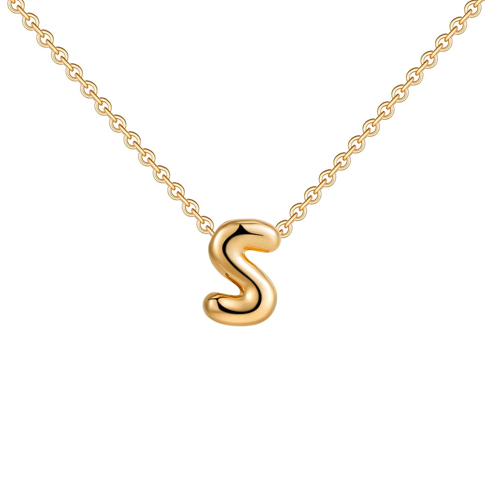 Dainty Mini Bubble Letter Necklace Gold Plated