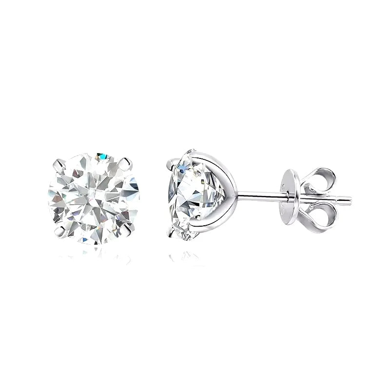 0.2-3CT Moissanite Stud Earrings For Women Rose Gold Tone Plated Solid 925 Sterling Silver Sparkling Lab Created Diamond