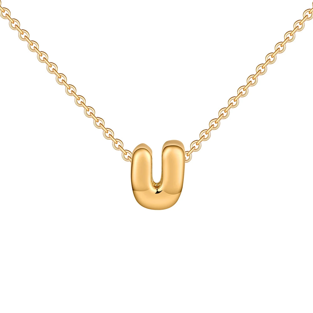 Dainty Mini Bubble Letter Necklace Gold Plated
