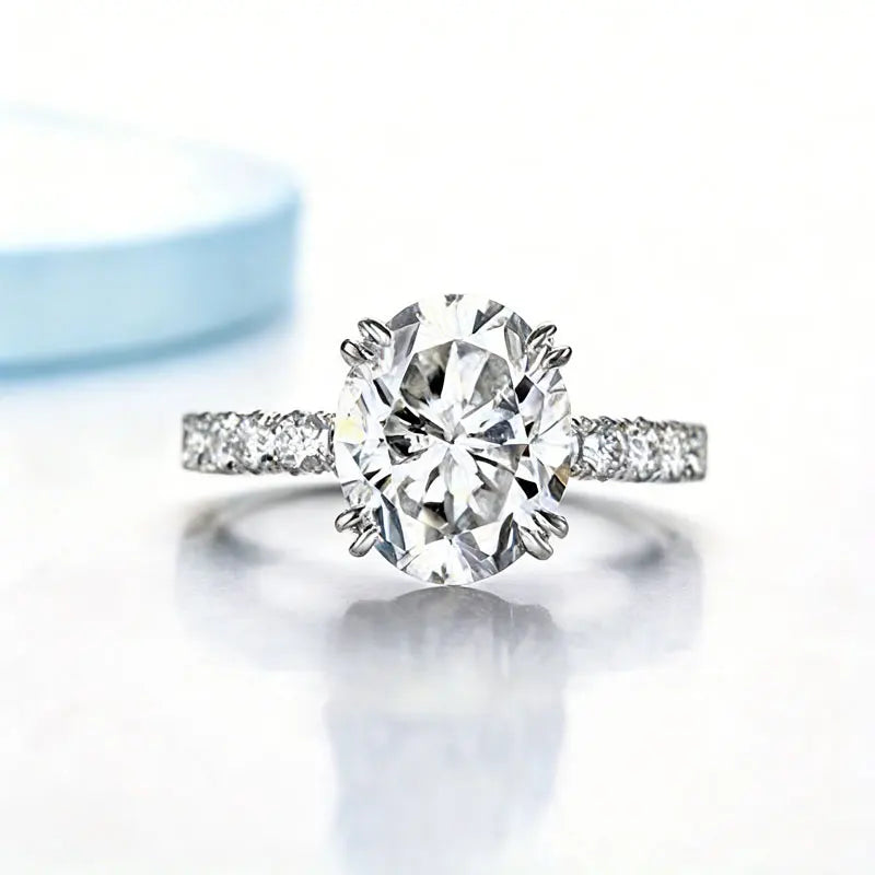 925 sterling silver single high-end moissanite oval ring