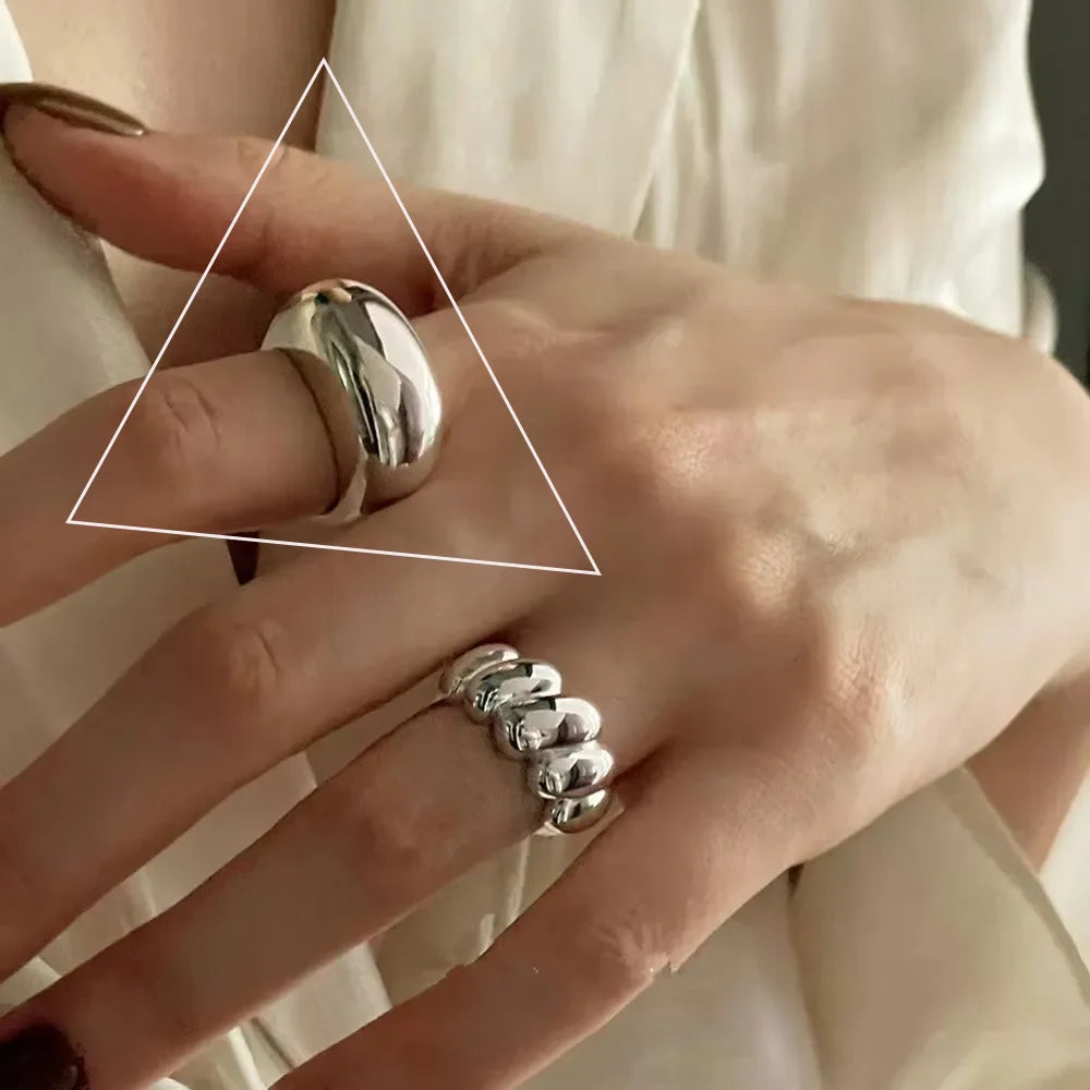 925 Sterling Silver Irregular Ring for Women Geometry Versatile Minimalism