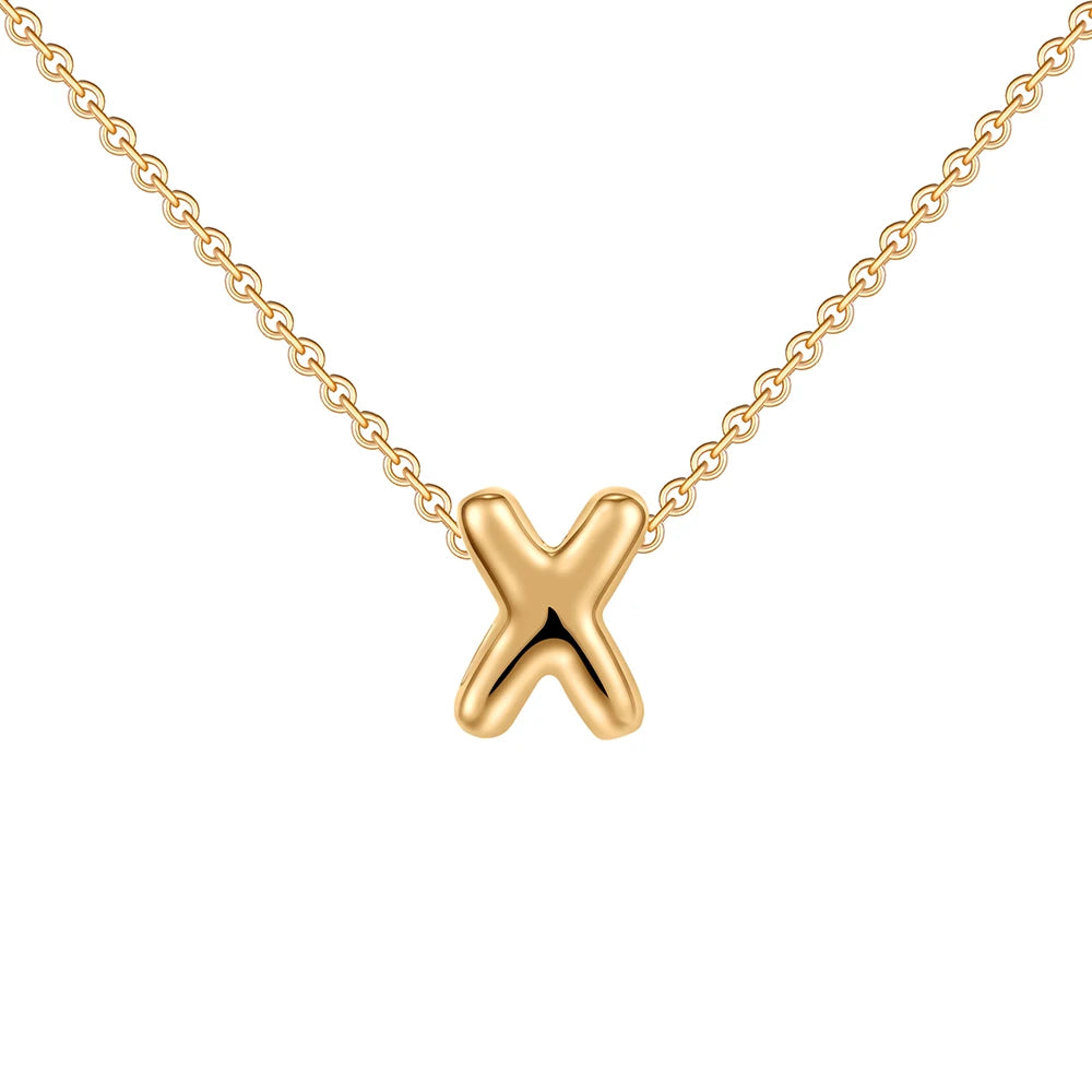 Dainty Mini Bubble Letter Necklace Gold Plated