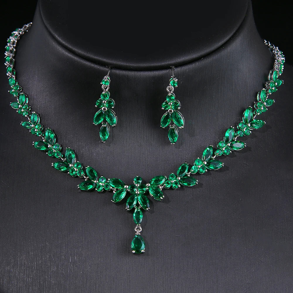 Emmaya Exquisite Jewelry Sets  Cubic Zircon Stud Earrings & Necklace