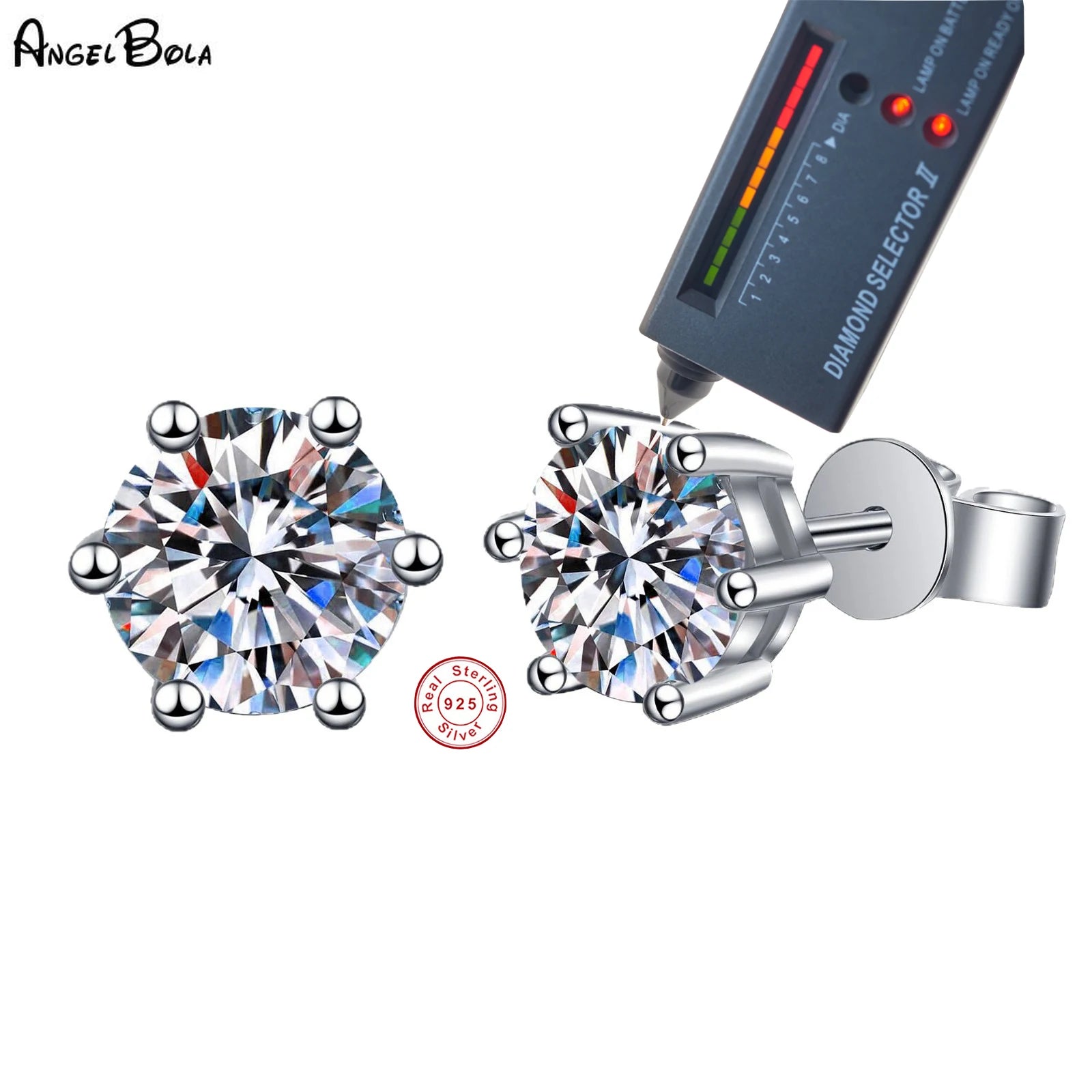 Angel S925 Sterling Silver D Color Moissanite Earrings