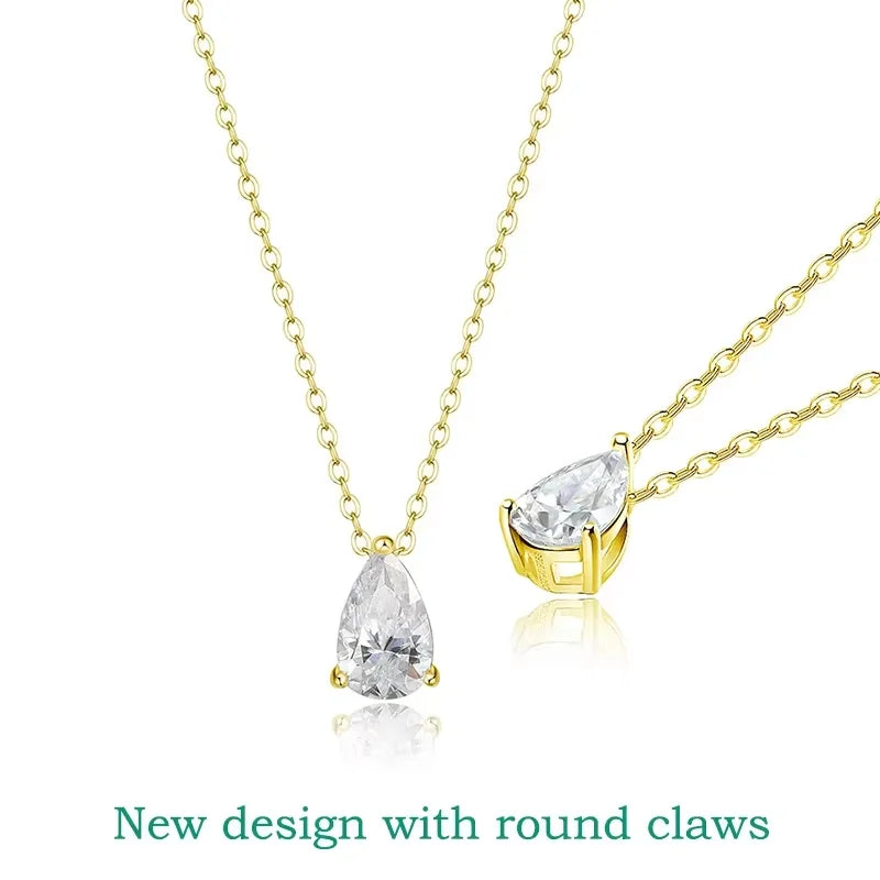 Smyoue 1-4CT Pear Cut Moissanite Pendant Necklace for Women Girls 3 Designs Lab Diamond Wedding Silver 925 Chains Fine Jewelry
