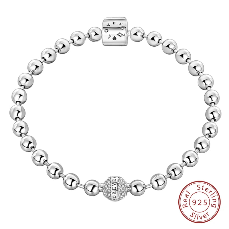 Bracelet Silver 925  17-20CM Star Moon Sun Four Leaf Clover Green Zircon
