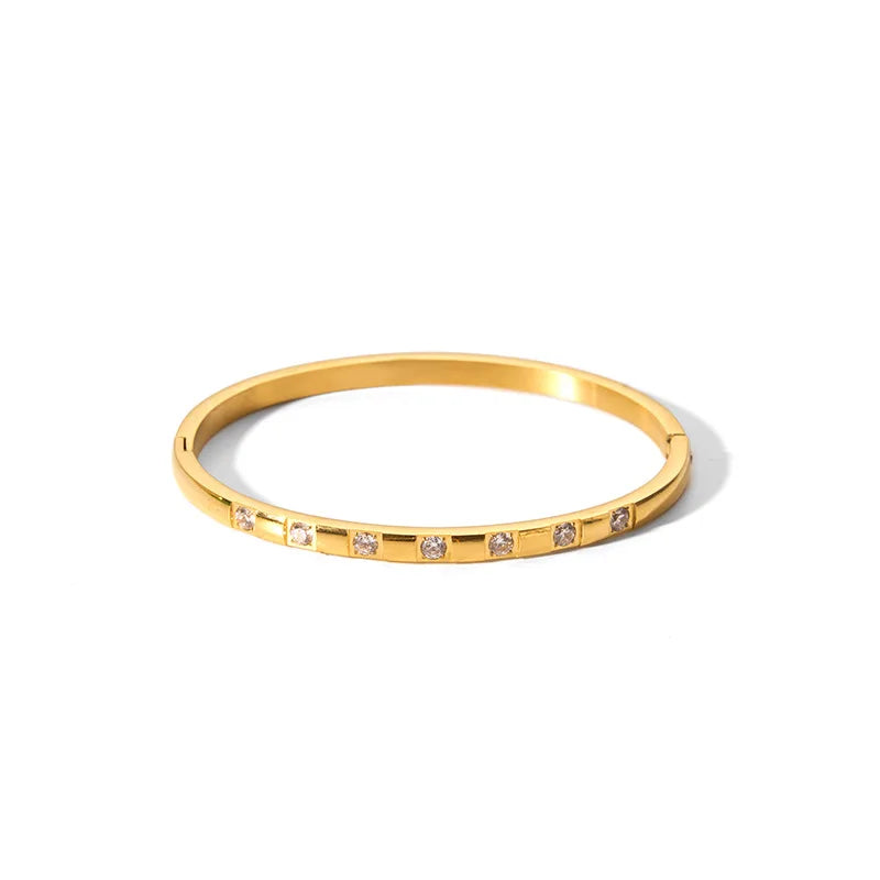 Waterproof Cubic Zirconia Bangles Stainless Steel Bracelets Tarnish Free  Jewelry for Women