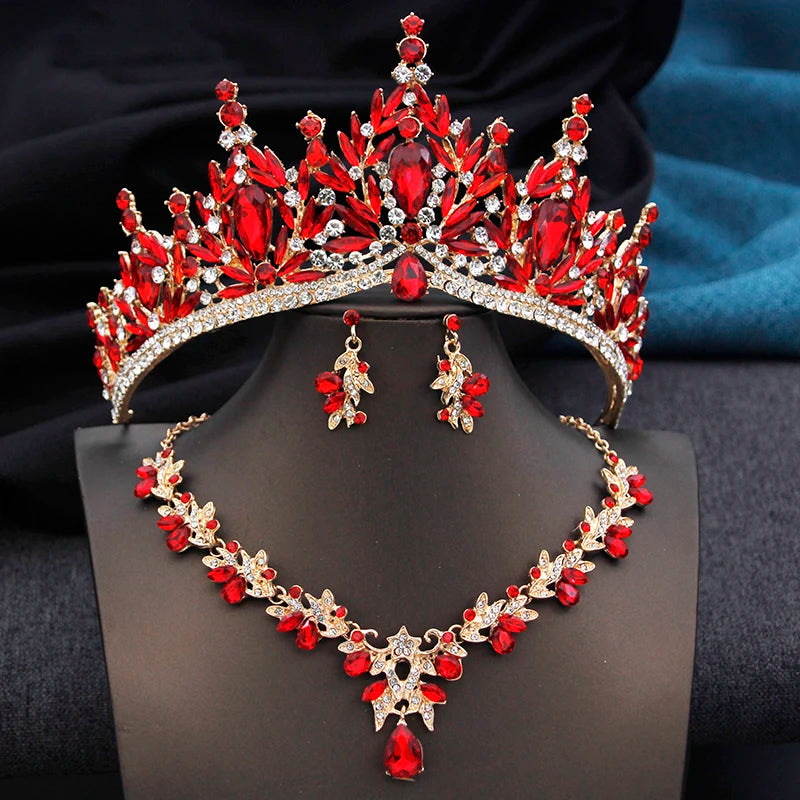 Royal Queen 3 Pcs Tiaras and necklace earrings