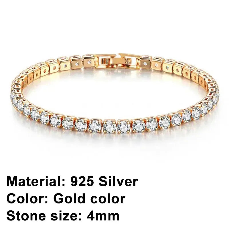 925 Sterling Silver Rose Gold Tennis Bracelet Sparkling Crystal