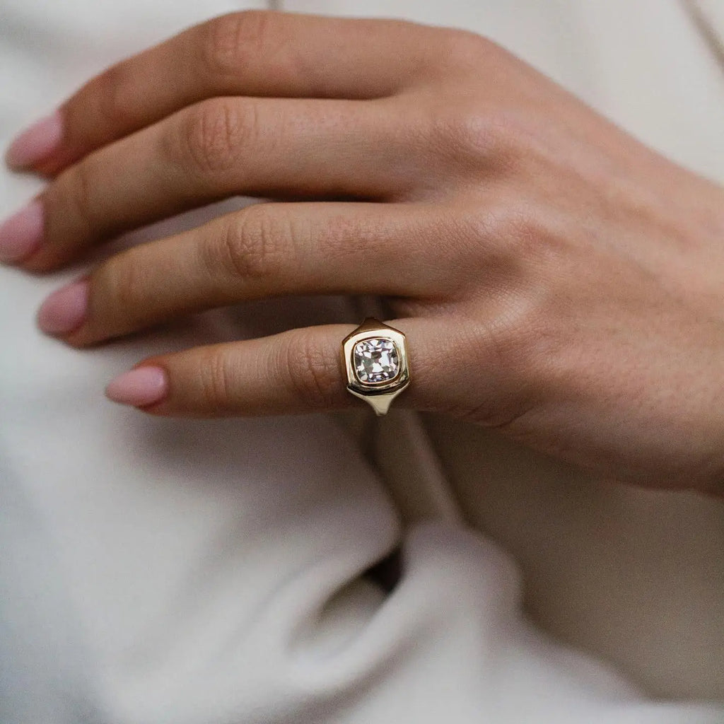 Moissanite Rings 14K Rose Gold Vintage White