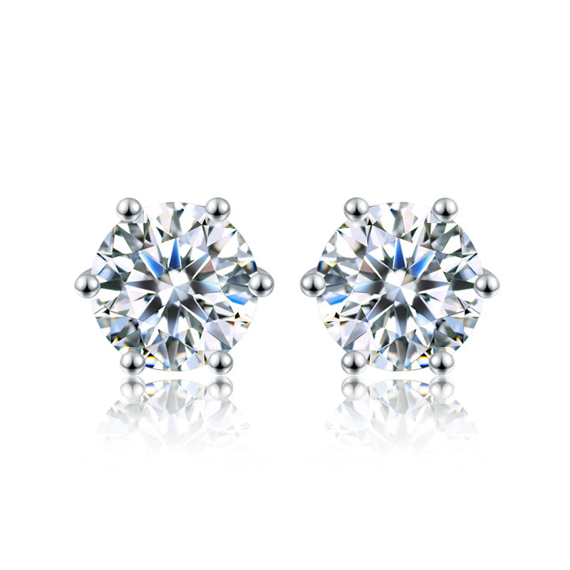 Moissanite Stud Earrings Lab Diamond 925 Sterling Silver Gold Plated Wedding