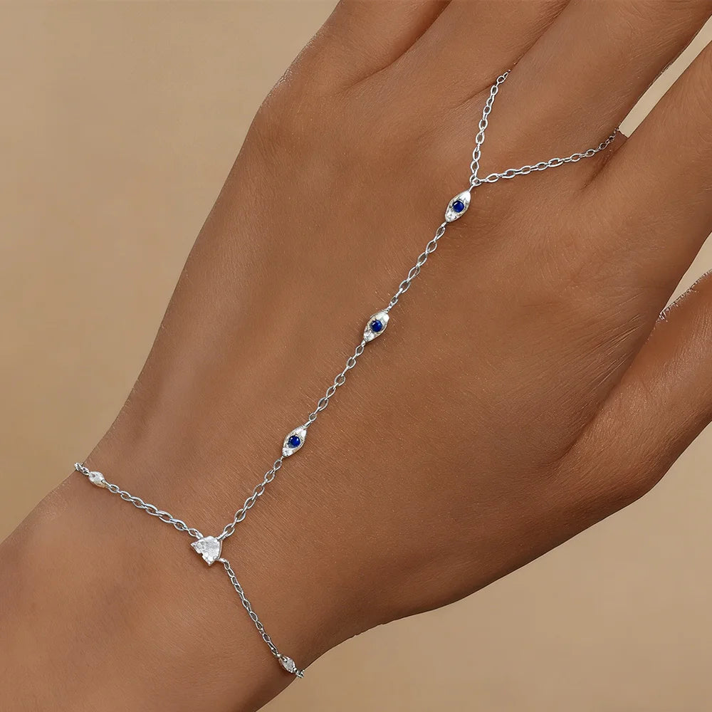 Sterling Silver INS Horse's Eye Zircon Charm Bracelet