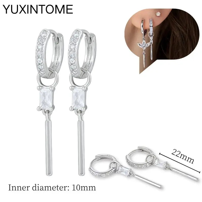 Sterling Silver White Crystal Earrings