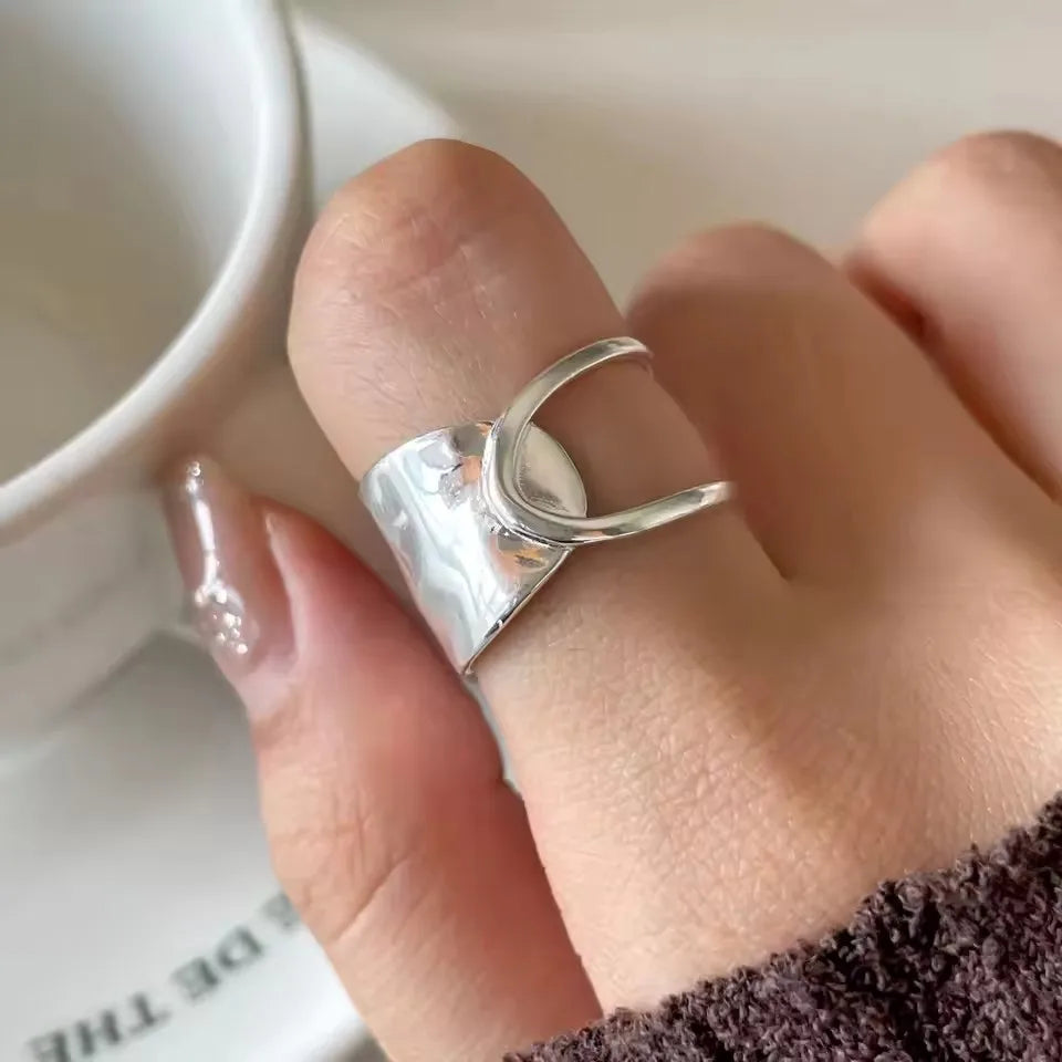 925 Sterling Silver Irregular Ring for Women Geometry Versatile Minimalism