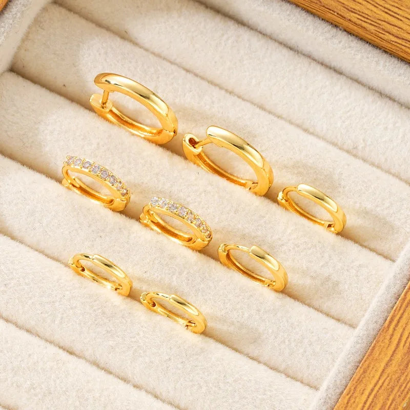 8pcs Fashion Stainless Steel Crystal Circle Huggie