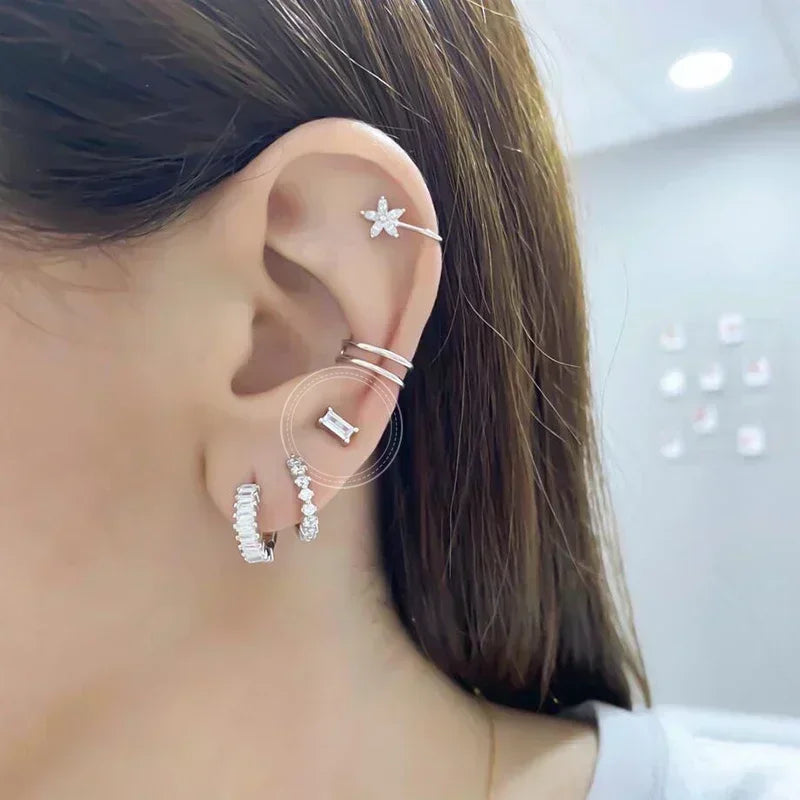 Sterling Silver White Crystal Earrings