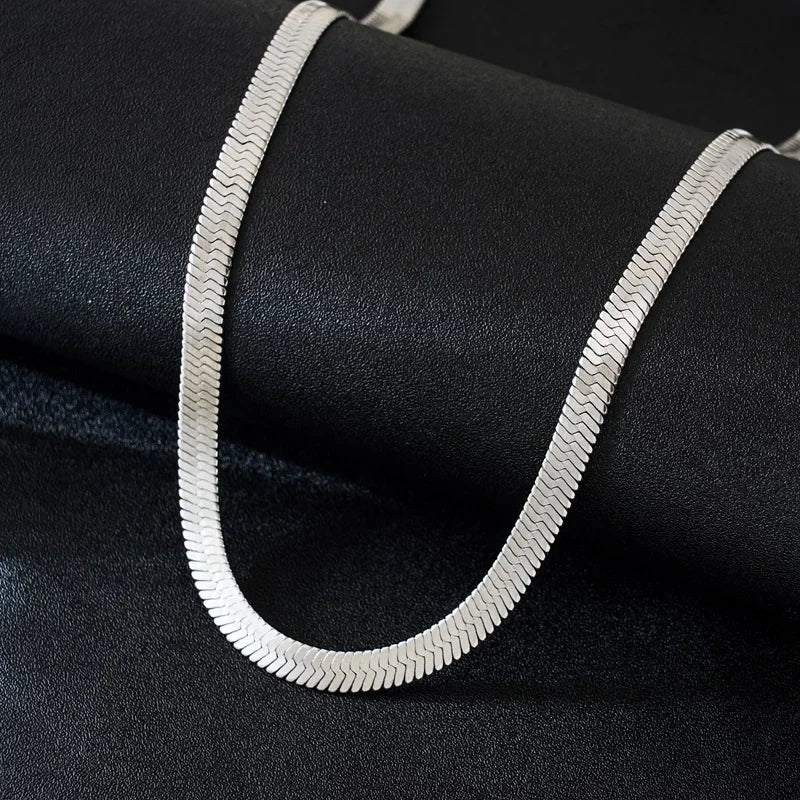 Gold Fine 4MM Blade Flat Snake Chain Necklace