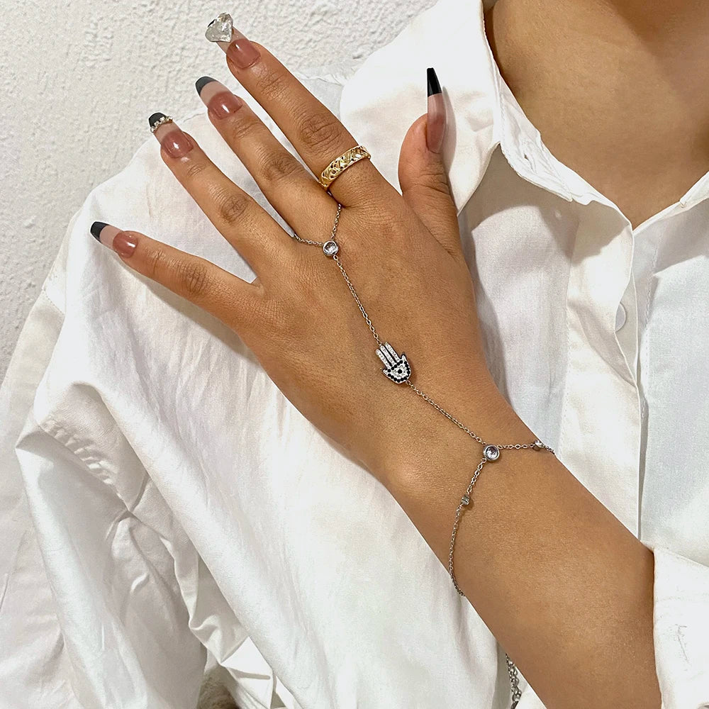 Devil's Eye Palm Zircon Chain Bracelet