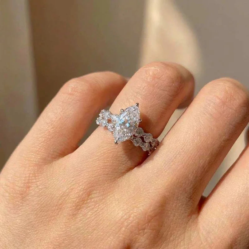 925 Sterling Silver Cubic Zirconia Set Rings for Women