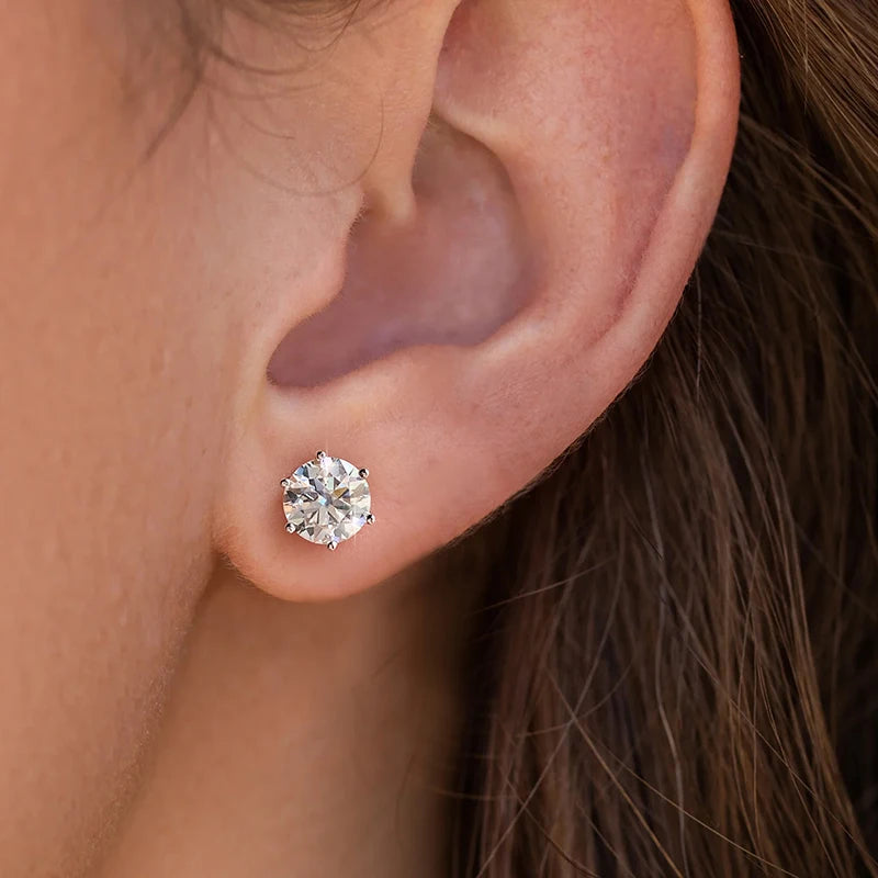 Moissanite Stud Earrings Lab Diamond 925 Sterling Silver Gold Plated Wedding