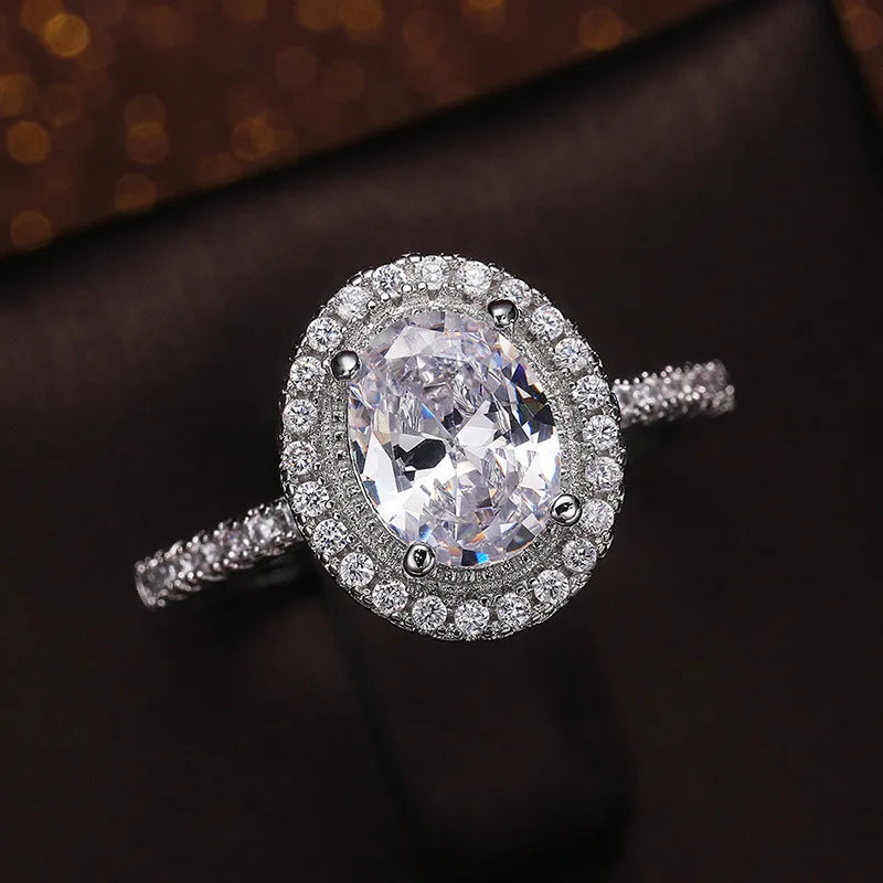 Moissanite 925 Sterling Silver Ring For Women Square Round 1CT 2CT 3CT Brilliant Diamond