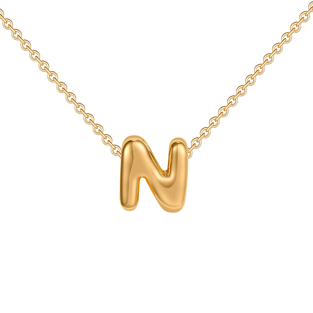 Dainty Mini Bubble Letter Necklace Gold Plated