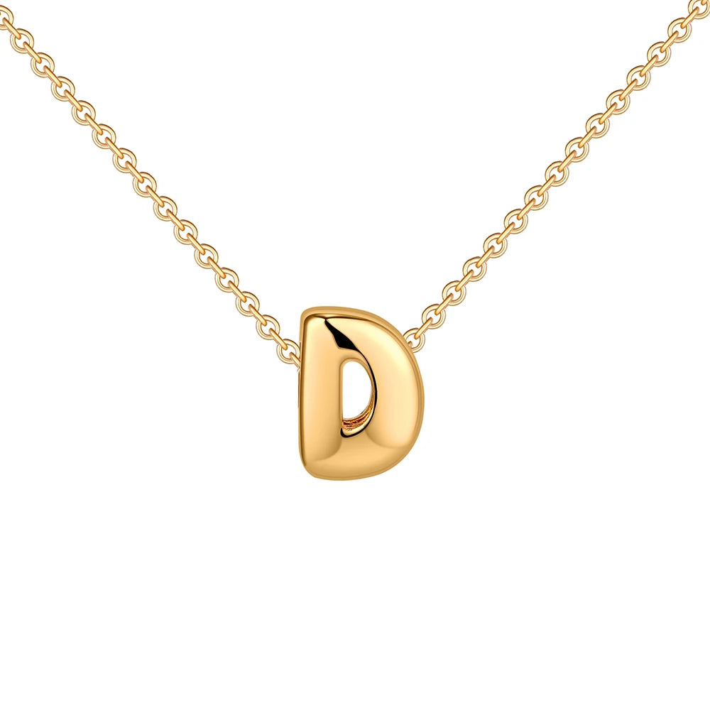 Dainty Mini Bubble Letter Necklace Gold Plated