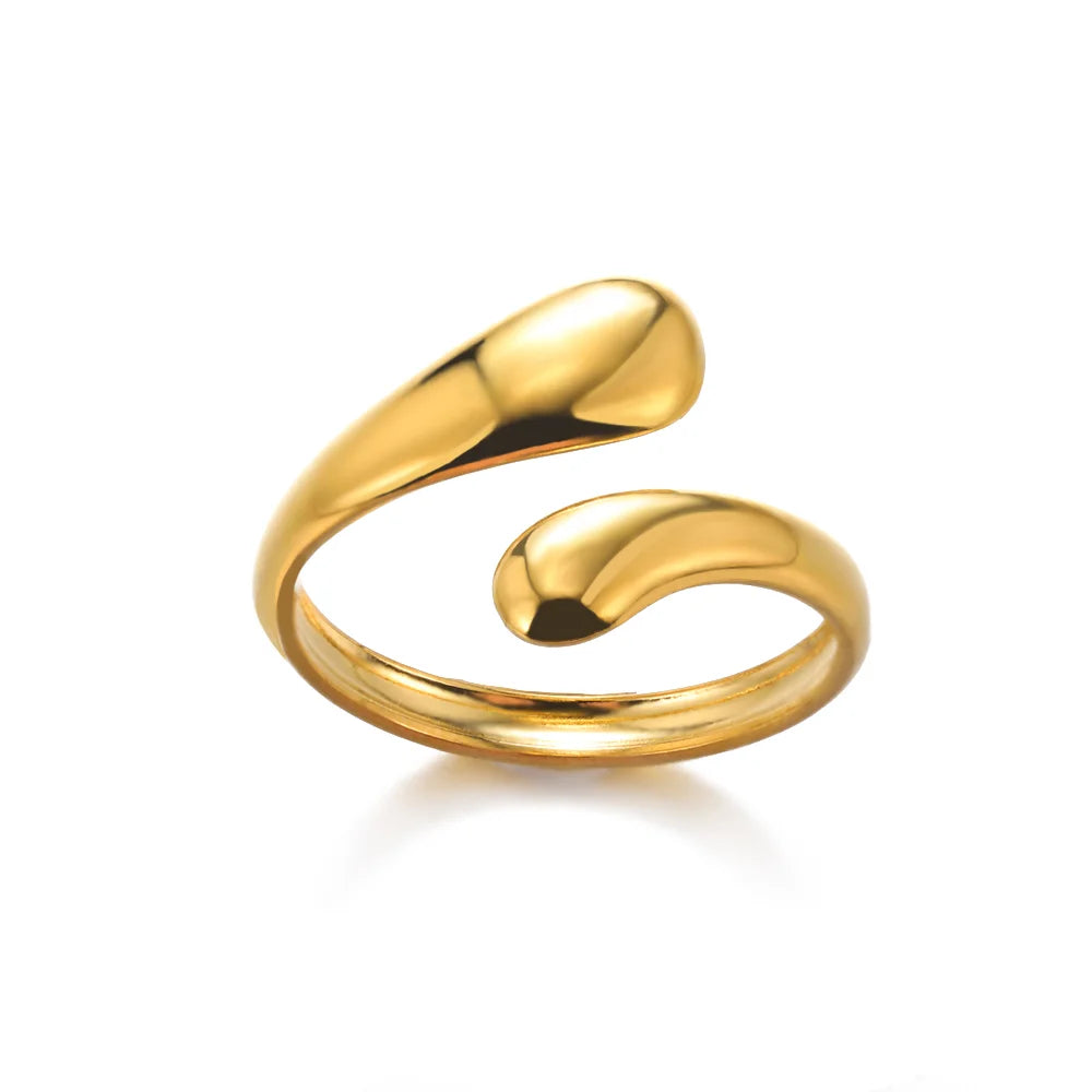 Stainless Steel Rings for Women Gold Color Multilayer Geometric Open Ring Vintage