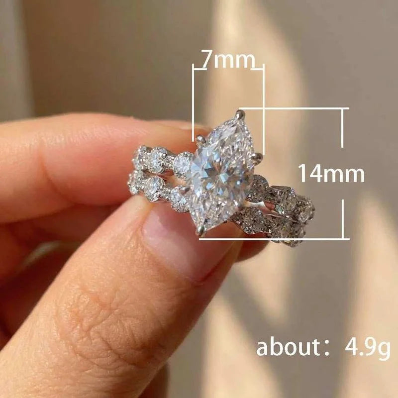 925 Sterling Silver Cubic Zirconia Set Rings for Women