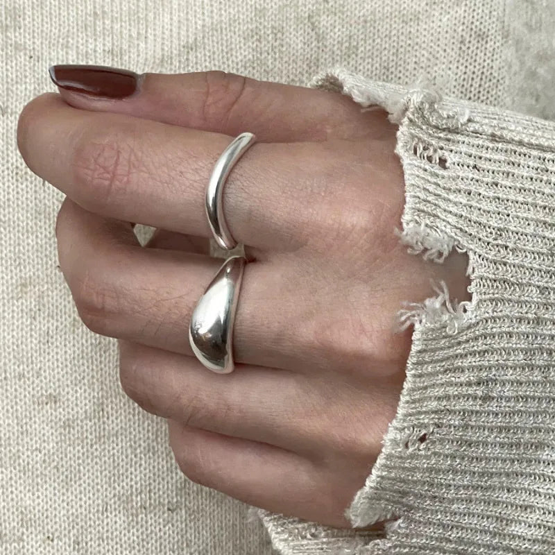 925 Sterling Silver Irregular Ring for Women Geometry Versatile Minimalism