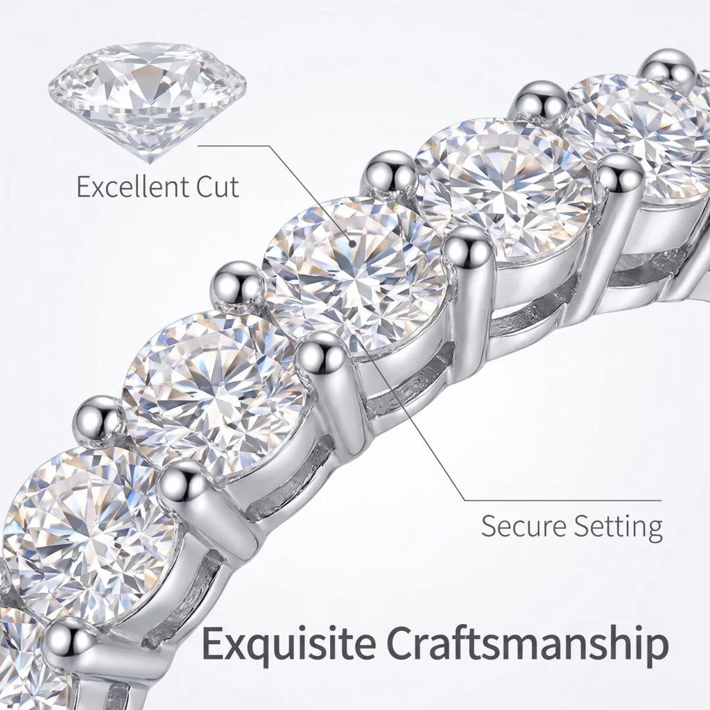 0.7CT 3mm Gemstone Moissanite Rings Classics for Women 925 Sterling Silver Wedding Diamonds Band Stackable Ring White Gold