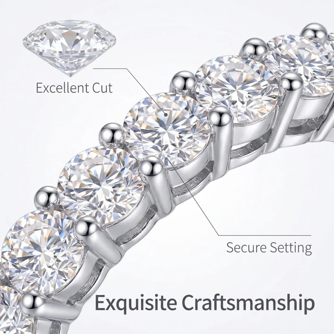 0.7CT 3mm Gemstone Moissanite Rings Classics for Women 925 Sterling Silver Wedding Diamonds Band Stackable Ring White Gold