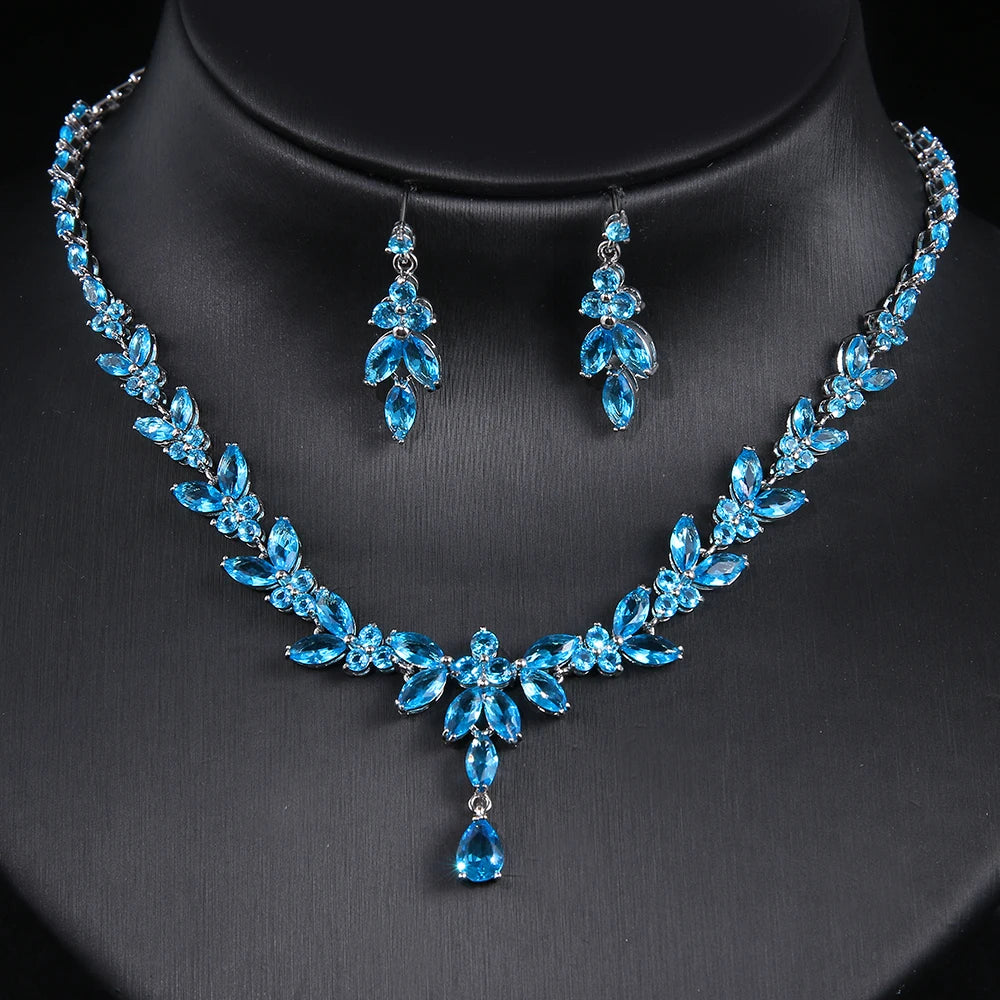Emmaya Exquisite Jewelry Sets  Cubic Zircon Stud Earrings & Necklace