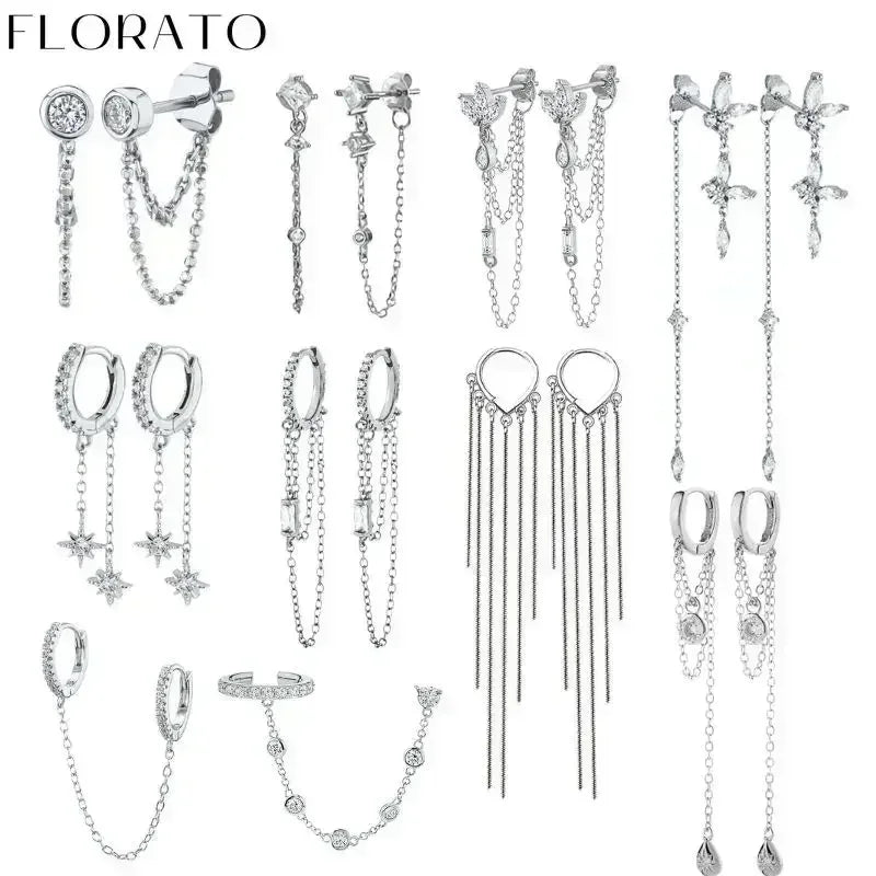 Earrings Chain Tassel Pendant Zircon